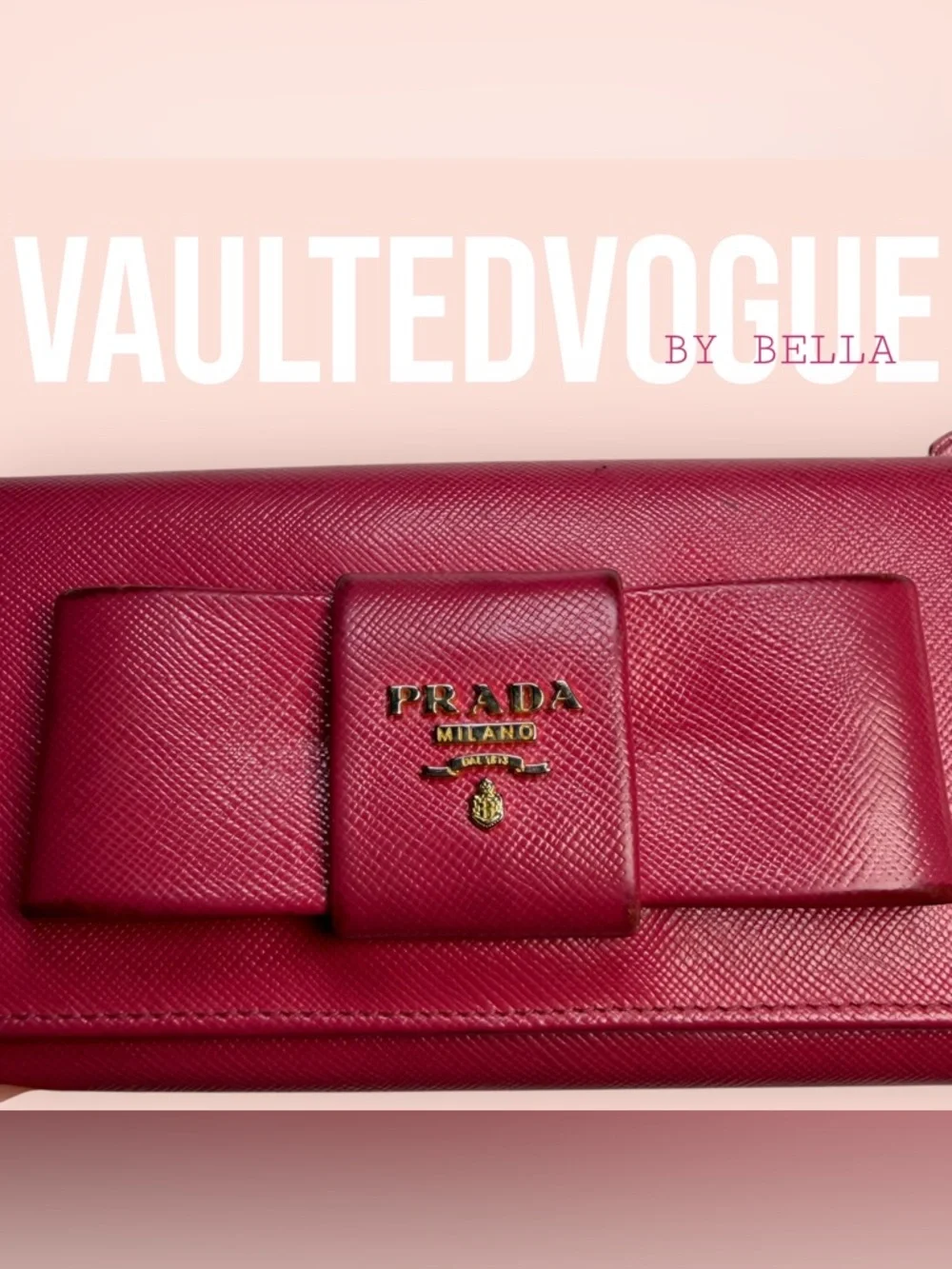 ‼️NOW AVAILABLE‼️ Prada Pink Saffiano Bow Continental Wallet